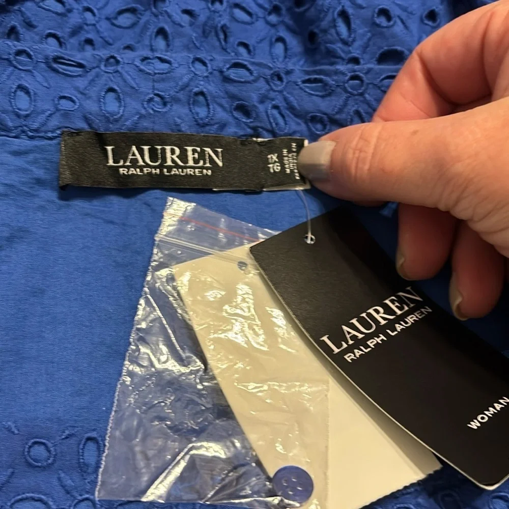 Lauren Ralph Lauren Eyelet Off-The-Shoulder Plus Blouse - Picture 6 of 8